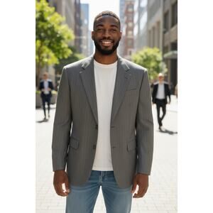 Vintage Givenchy Monsieur Jacket Mens 44 Pinstripe Wool Sport Coat Blazer USA